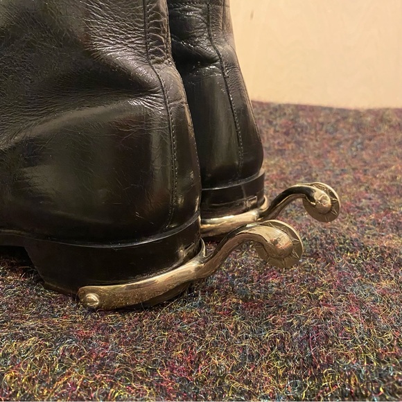 Vintage Men’s Lloyd Black Leather Chelsea Boots Silver Spurs Sz 44 Size 9.5 10 - Picture 3 of 9